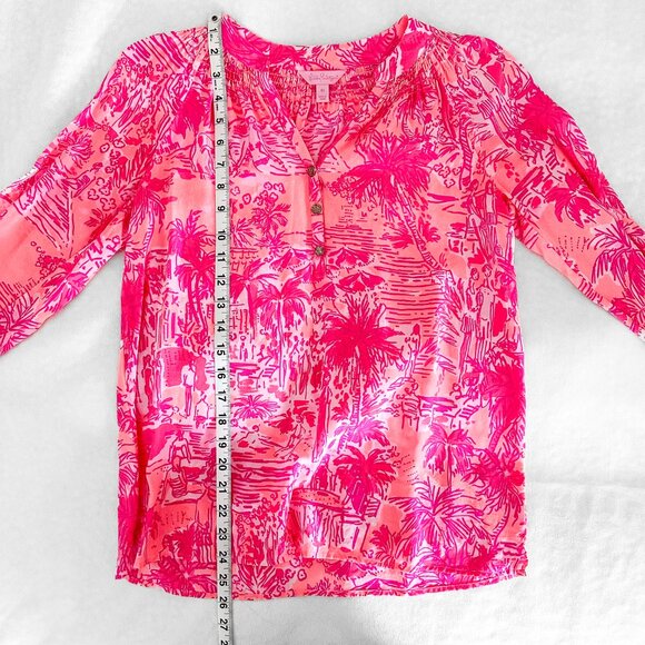 Lilly Pulitzer Elsa Silk Top - Cheeky Melon Rule Breakers - Size XS - Picture 6 of 10